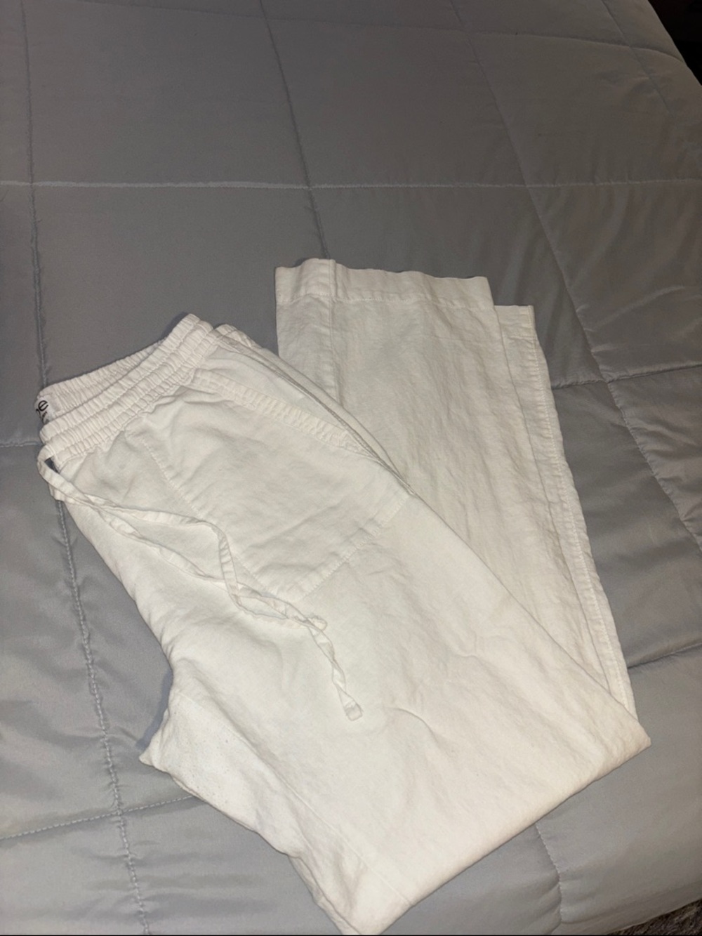 Joe Fresh White Wide Leg Linen-Blend Pants - Picture 3 of 4